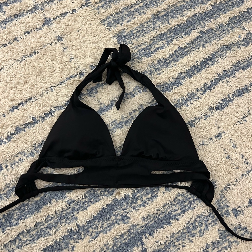 Black BECCA Traingle Bikini top with Slits, Size Small